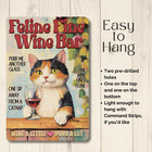 Calico Cat Wine Sign Feline Fine Funny Kitty Metal Tin Home Bar Wall Art Decor