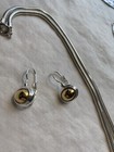 Silver   Gold Tone Necklace And Drop Earring Set     Two-tone Design