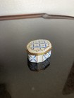 Eximious Limoges Porcelain Trinket Box Hand Painted Blue   Gold Hinged Oval