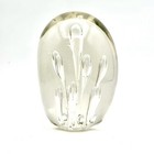 Controled Air Bubble Glass Clear Paperweight Vtg Mcm Xxl
