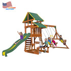 Backyard Discovery Cedar Wooden Swing Set Kids Outdoor 8 Ft Slide Playground