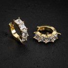 Men s Princess Cut Cz Gold Plated 925 Sterling Silver Iced  Spike Hoop Earrings
