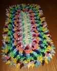 Vintage Colorful Handmade Clipped Stitched Folded Loops Rag Fabric Table Mat
