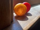 30 Vintage Butterscotch And Tomato Red Nearly 1 75    Bakelite Backgammon Chips