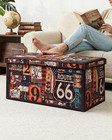 Folding Storage Ottoman Bench 30in Upholstered Seat Storage Chest Large Ottoman