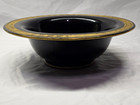 Art Deco Vintage Tiffin 11 5  Black Amethyst Glass Console Bowl With Gold Trim