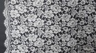 Vintage French Chantilly Lace Ivory Floral Bridal 54  X 72  Scalloped