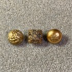 3 Domed Brass Antique Diminutive Buttons Gilt 10-11mm 1800s Victorian Dimi