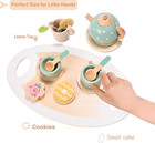 15pcs Wooden Tea Set For Little Girls   Wooden Toys  Toddler Tea Set Play Kitche