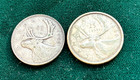 2 Canada 25 Cents 80  Silver Quarter Coin - Queen King George Vi - Caribou