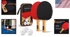 Ping Pong Paddle Set  2 Rackets  3 Balls  Storage Case  Table Tennis Gear