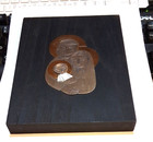 Vintage Wood Copper Brass Christian Nativity Wall Plaque Mid-century Modern