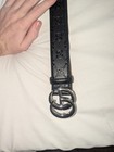 Gucci Belt Black Gg Embossed Leather Double G Silver Buckle Men 95cm 38in