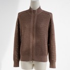 Brunello Cucinelli Womens New Linen Silk Zip Long-sleeved Hollow Casual Cardigan