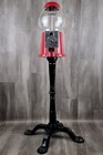 Vintage 1985 Carousel Red Cast Metal Glass Gumball Machine W  Black Stand