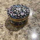 William Morris Fine Bone China Round Trinket Box Black Floral Art Nouveau