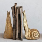 Decorative Distressed Cast Metal Snail Bookends  Gold  Set Of 2