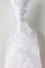 Classic Floral White Silver Jacquard Silk Men s Tie Necktie Hanky Cufflink Set
