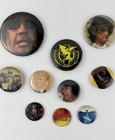 Vintage 80s Metal Rock Band Pins Buttons Ozzy Acdc Bowie Priest Lot Of 10