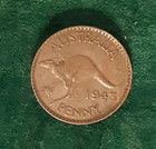 1943 Australia One Penny Coin - Single Dot Perth Mint - Vf   Vf 