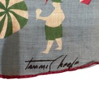 Rare Signed Vintage Tammis Keefe Cotton Handkerchief Whimsical Beach Scene