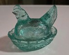  Covered Hen On Nest beautiful Teal   Wilkerson Glassmosser  3 1 2  glows 