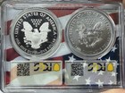2019-w   2019 Silver Eagle Pcgs Pr70dcam Ms70 Fdoi 2-coin Double Holder Set