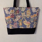 Handmade Tote Bag With Cat Pattern  shoulder Type 