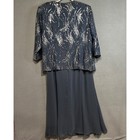 Alex Evenings 2 Pc Maxi Dress Size 20w Beaded Sequin Jacket Gray Formal Evening