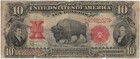 1901  10 Fr 122 Bison Note Legal Tender Us Paper Currency Red Seal
