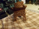 Vintage Carved Floral Teak Wood Folding Book Stand Made In India Vg  