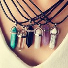 Natural Quartz Crystal Stone Point Chakra Healing Gemstone Pendant Necklace