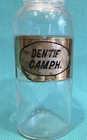 Antique Detif Camph   Apothecary Jar Medical Bottle Label Under Glass W  Stopper
