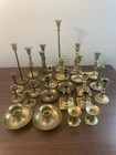 Vintage Mixed Lot Of 26 Solid Brass Taper Candle Holders Candlesticks Decor