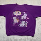 Vintage Cat Sweatshirt Woman   s Xl Raglan Yarn Art Grandma 80s 90s Made In Usa