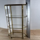 Small Vintage Metal Glass Curio Display  9 75 In  Trinket   Collectibles Cabinet