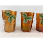 Lot Of 4 Antique Fenton Enameled Windflower Marigold Carnival Glass Tumblers 