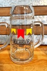 Lot Of 4 Vintage Michelob Beer Mug 8  Tall Glass Clear Handle Heavy  Cup 1 Liter