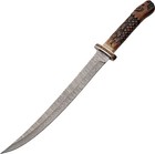 Viking Medieval Sword   Damascus Steel 18in  Blade Wood Handle   Leather Sheath