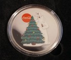 Coca-cola Five Piece Silver Plated Collector  Coins W  Case
