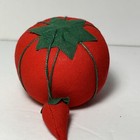 Lot Of 3 Red Tomato Sewing Needle Pin Cushion With Strawberry Large And Mini