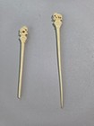 2 Vintage Hand Carved Cocktail Picks Or Hair Sticks 2 -3  Long
