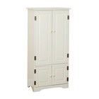 Wood Pantry Kitchen Utility Cabinet Antique White Shelves 4 Door Laundry Closet