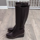 Soul Naturalizer Women   s Brown Faux Leather Zip Stretch Wedge Mid-calf Boots 9