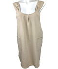 Apron Japanese Style Cross Back Pockets Cotton Linen Beige