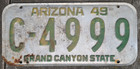 Arizona 1949 License Plate Original Pima County Tucson
