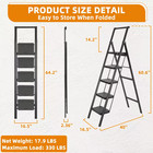 Black Metal Foldable Non-slip 5-step Ladder 5 Ft  Reach  Load-bearing 330 Lbs  