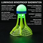 Glow-in-the-dark Led Badminton Shuttlecocks Windproof  Standard Size