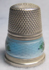  1034 Light Blue Enamel Sterling Silver Thimble - German  size 6 