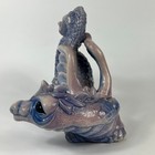 Vintage Ceramic Dragon Purple Blue Hand Painted 70s Fantasy One Of A Kind Gift
